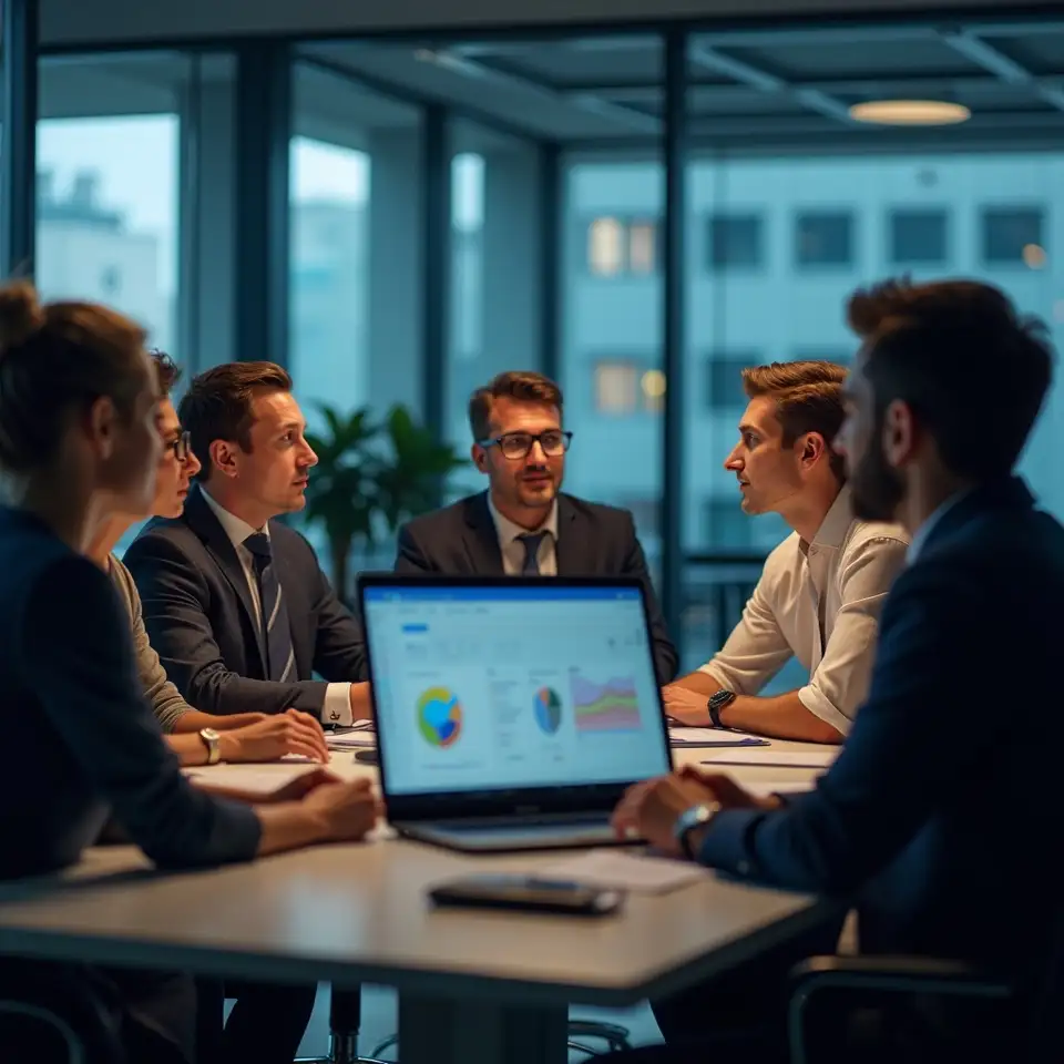 Team arbeitet gemeinsam an Datenanalyse Lösung
